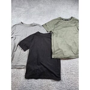 Lot of 3 Boys Russell Athletic & Basic T-Shirts Grey Black Olive Green Size S 8